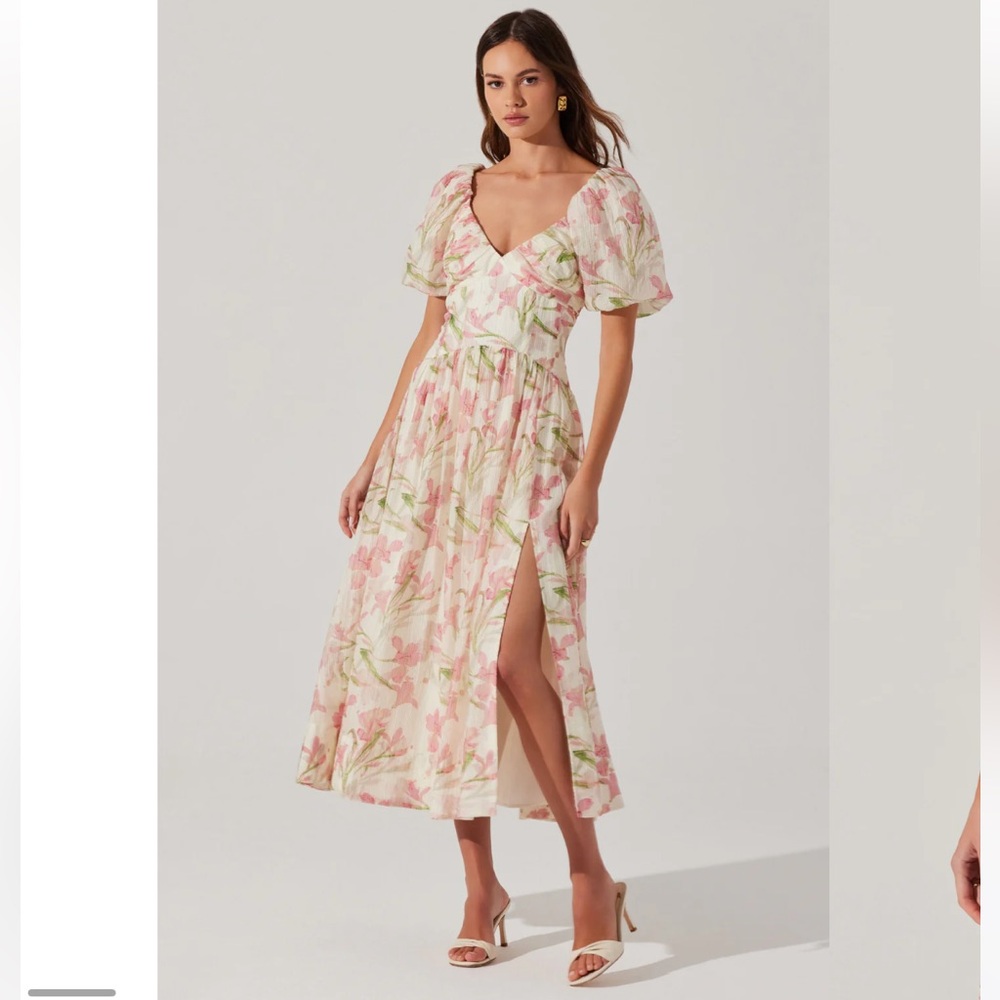 NWT Astr The Label Sasilia Floral Puff Sleeve Dress Size S